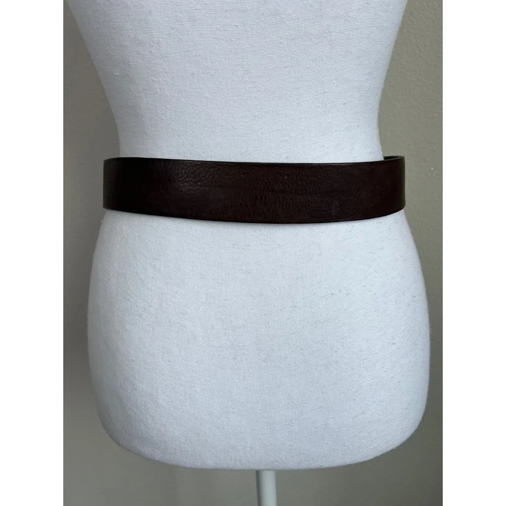 VTG Abercrombie & Fitch Brown Leather Belt Brass Grommet Buckle Western Rustic